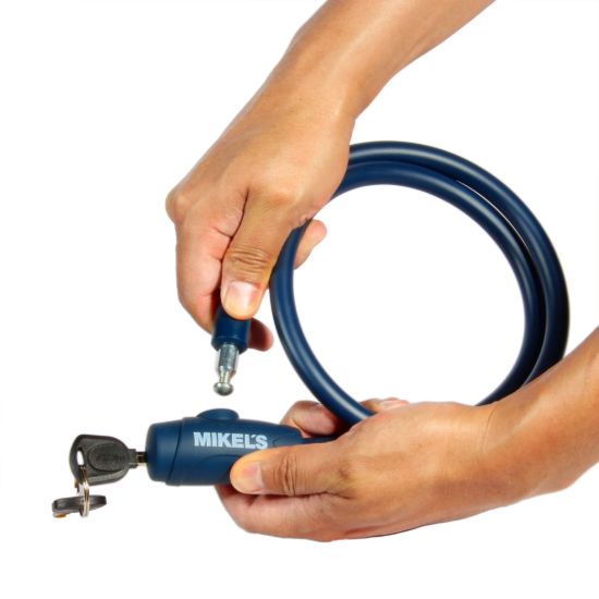 Imagen de Cable candado con llaves, color azul marino (1 mt)  C-121M