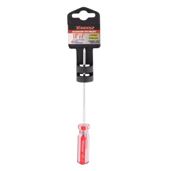 Imagen de Desarmador cruz 1/8" x 4", barra acero cromado, mango PVC DC-184